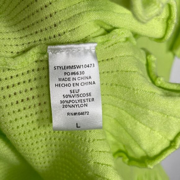 Merci Bede Flutter Top Lime Green Ruffle Peplum Knit Sweater Top Size: Large - Picture 9 of 10